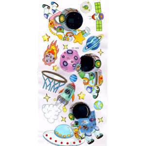 Duvar Sticker Kabartmalı 3 Boyutlu Sticker, 3d Duvar Stiker (hx002) 55x25 Cm - Astronot Roket