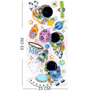 Duvar Sticker Kabartmalı 3 Boyutlu Sticker, 3d Duvar Stiker (hx002) 55x25 Cm - Astronot Roket