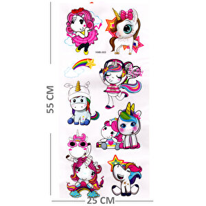 Duvar Sticker Kabartmalı 3 Boyutlu Sticker, 3d Duvar Stiker (xmb003) 55x25 Cm - Unicorn Cute