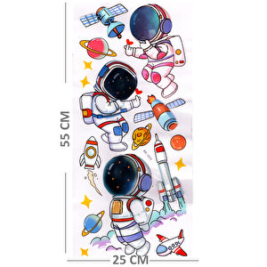 Duvar Sticker Kabartmalı 3 Boyutlu Sticker, 3d Duvar Stiker (hx003) 55x25 Cm - Astronot Uçak