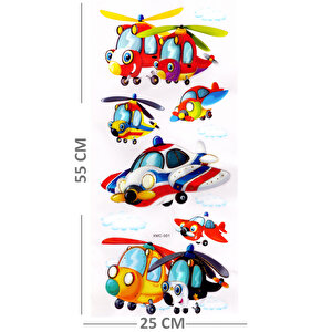 Duvar Sticker Kabartmalı 3 Boyutlu Sticker, 3d Duvar Stiker (xmc001) 55x25 Cm - Helikopter