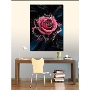 Kanvas Tablo Pembe Siyah Gül Art