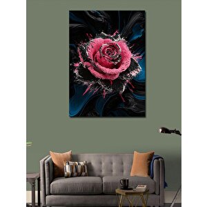 Kanvas Tablo Pembe Siyah Gül Art