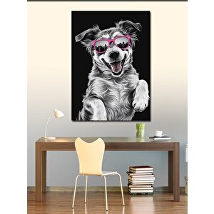 Kanvas Tablo Pembe Gözlüklü Köpek 70x100 cm