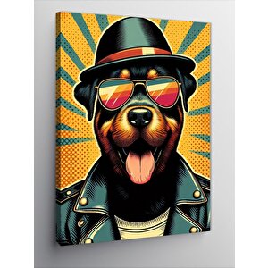 Kanvas Tablo Dil Çıkaran Sevimli Şapkalı Köpek 70x100 cm