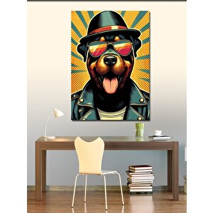 Kanvas Tablo Dil Çıkaran Sevimli Şapkalı Köpek 100x140 cm