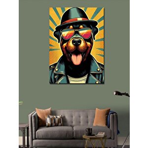Kanvas Tablo Dil Çıkaran Sevimli Şapkalı Köpek 100x140 cm
