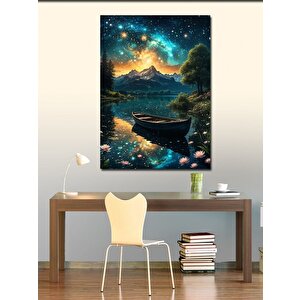 Kanvas Tablo Göldeki Kayık Ve Büyüleyici Gökyüzü 70x100 cm
