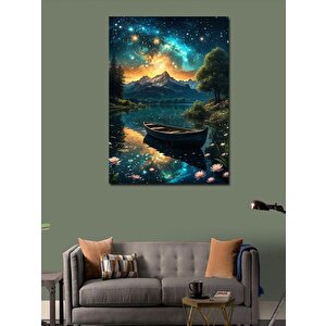 Kanvas Tablo Göldeki Kayık Ve Büyüleyici Gökyüzü 70x100 cm
