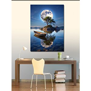 Kanvas Tablo Göldeki Kayık 100x140 cm