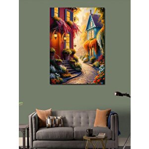 Kanvas Tablo Renkli Köy Evleri 100x140 cm
