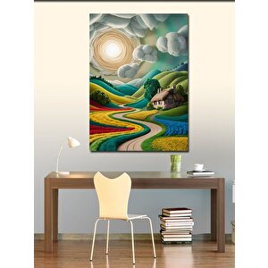 Kanvas Tablo Köy Evi Ve Tarla 100x140 cm