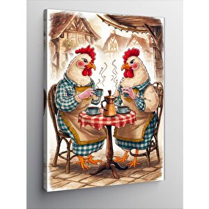 Kanvas Tablo Çay İçen Tavuklar