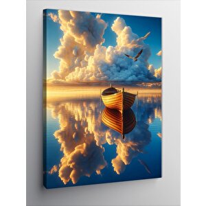 Kanvas Tablo Kayık Ve Martılar 100x140 cm