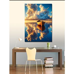 Kanvas Tablo Kayık Ve Martılar 100x140 cm