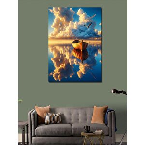 Kanvas Tablo Kayık Ve Martılar 100x140 cm