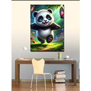 Kanvas Tablo Sevimli Panda Ve Kelebekler 70x100 cm
