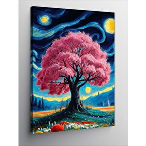 Kanvas Tablo Pembe Ağaç