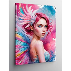 Kanvas Tablo Pembe Saçlı Kadın