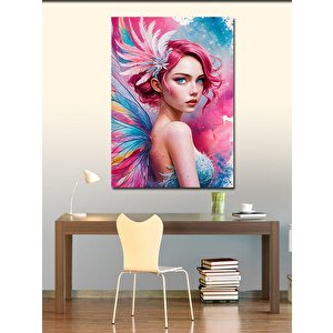Kanvas Tablo Pembe Saçlı Kadın
