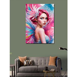 Kanvas Tablo Pembe Saçlı Kadın