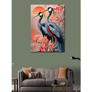 Kanvas Tablo Pembe Çiçekler Ve Leylekler 100x140 cm