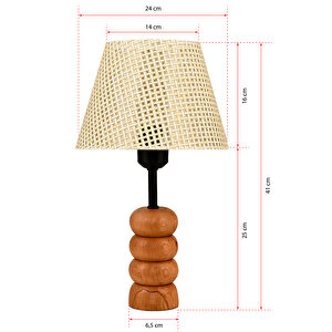 Evlight Natural Ahşap Ayaklı Rattan Kumaş Abajur