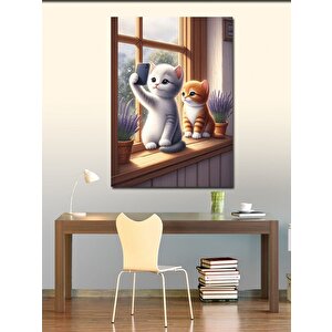 Kanvas Tablo Selfie Çekilen Kediler 100x140 cm