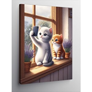 Kanvas Tablo Selfie Çekilen Kediler