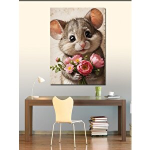 Kanvas Tablo Çiçek Veren Masun Fare 100x140 cm