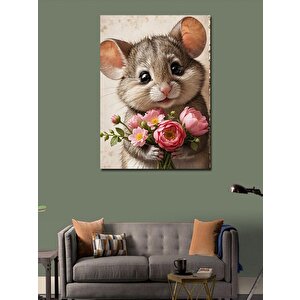 Kanvas Tablo Çiçek Veren Masun Fare 100x140 cm