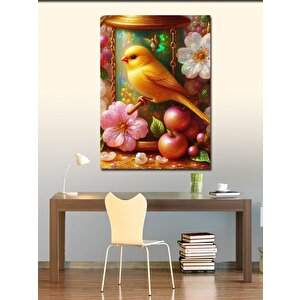 Kanvas Tablo Çiçekler Meyveler Ve Kuş 100x140 cm