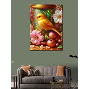 Kanvas Tablo Çiçekler Meyveler Ve Kuş 100x140 cm