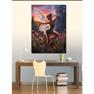 Kanvas Tablo Kanatlı Peri Kızı Ve Çiçek 100x140 cm