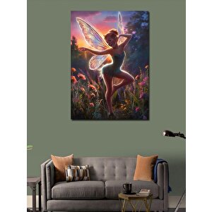 Kanvas Tablo Kanatlı Peri Kızı Ve Çiçek 100x140 cm