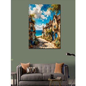 Kanvas Tablo Sahil Ve Çicekli Evler 70x100 cm