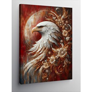 Kanvas Tablo Beyaz Kartal Ve Çiçek Desen 70x100 cm