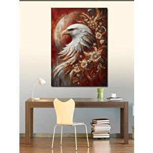 Kanvas Tablo Beyaz Kartal Ve Çiçek Desen 70x100 cm