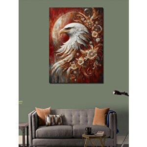 Kanvas Tablo Beyaz Kartal Ve Çiçek Desen 70x100 cm