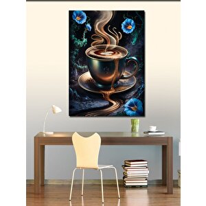 Kanvas Tablo Fincandaki Kahve Ve Çiçekler 70x100 cm