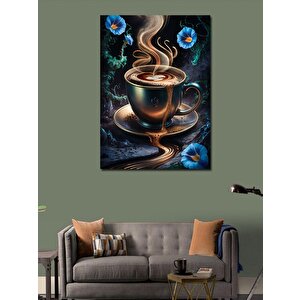 Kanvas Tablo Fincandaki Kahve Ve Çiçekler 70x100 cm