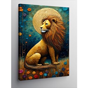 Kanvas Tablo Çiçekler Ve Aslan