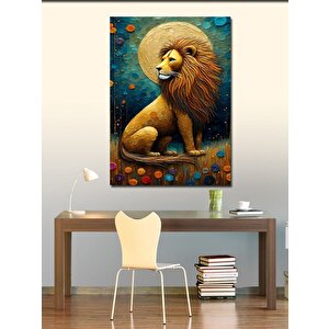 Kanvas Tablo Çiçekler Ve Aslan