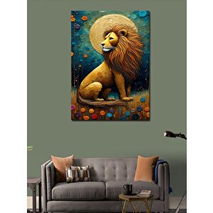 Kanvas Tablo Çiçekler Ve Aslan