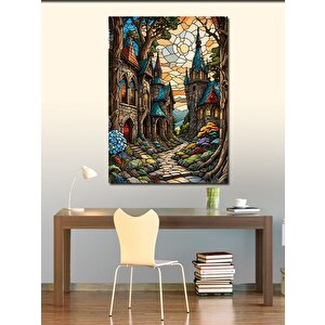 Kanvas Tablo Ev Ve Çiçekler Sürrealist 70x100 cm