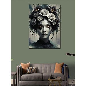 Kanvas Tablo Çiçekler Ve Kadın 100x140 cm