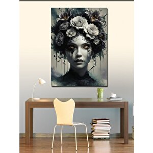 Kanvas Tablo Çiçekler Ve Kadın 70x100 cm
