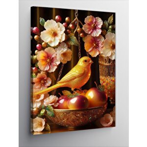 Kanvas Tablo Meyvelerin Üstündeki Kuş Ve Çiçekler 70x100 cm