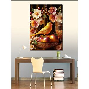 Kanvas Tablo Meyvelerin Üstündeki Kuş Ve Çiçekler 70x100 cm