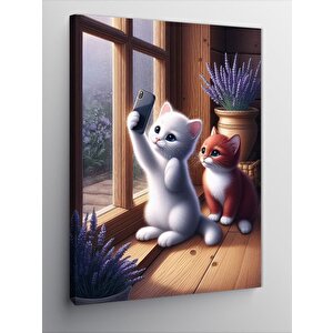 Kanvas Tablo Fotoğraf Çekilen Yavru Kediler 100x140 cm